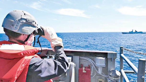 台方發布海軍監視陸方艦隻的影片。