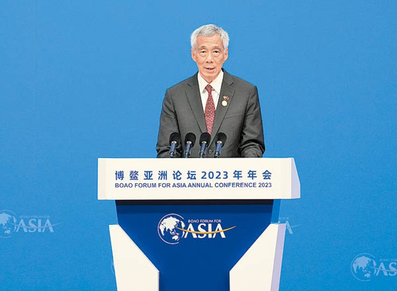 新加坡總理李顯龍赴中國出席博鰲亞洲論壇。（中新社圖片）