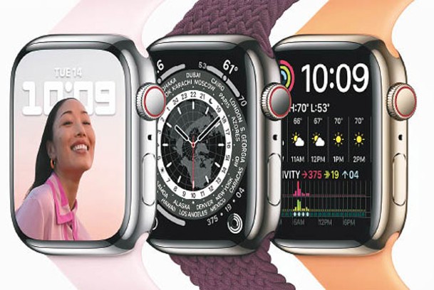 Apple Watch Series 7配備多色鋁金屬錶殼。<br>售價：US$399起（折約HK$3,112，今年秋季推出）