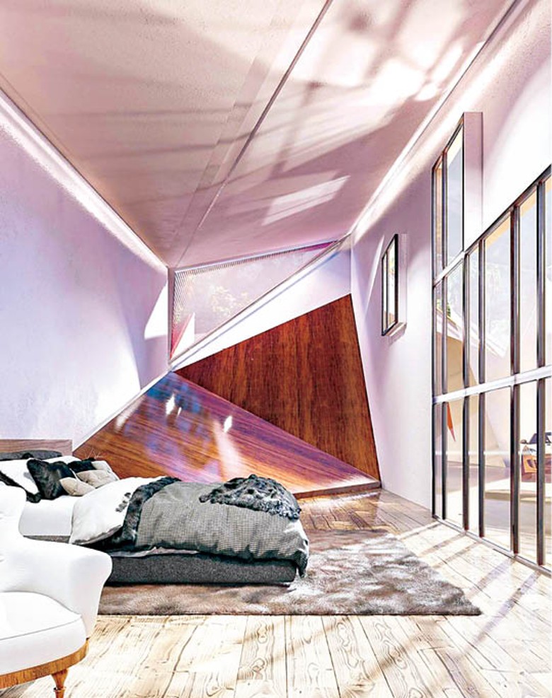 睡房設計簡約、時尚，落地玻璃窗充分引入自然光。