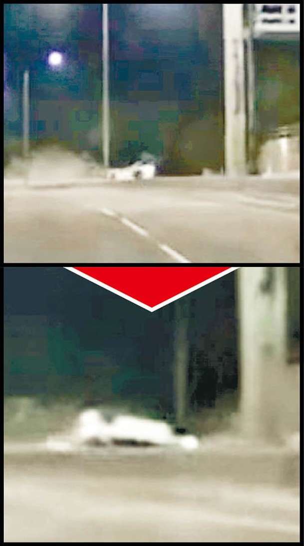 「車Cam」片段顯示辣跑失事後打轉。
