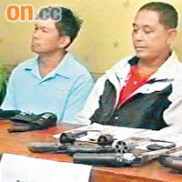 泰國警方拘捕三名涉嫌縱火的男子。	（有線電視畫面）