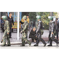 烏魯木齊在「七‧五」事件後，氣氛緊張，街上不時有武警巡邏。	（資料圖片）