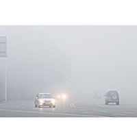 江西<br>江西南昌遭濃霧籠罩，車輛要開車燈行駛。（中新社圖片）