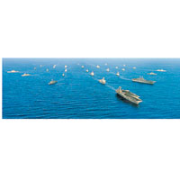 環太平洋軍演由美國主導，多艘航母曾經參與演練。