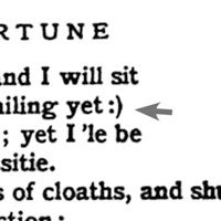 微笑符號可能早在十七世紀赫里克的詩作中出現（箭嘴示）。（互聯網圖片）