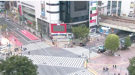 地震時東京涉谷市面人煙稀少。（互聯網圖片）