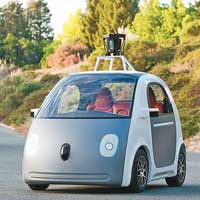 Google無人駕駛車雛形的實物。（互聯網圖片）