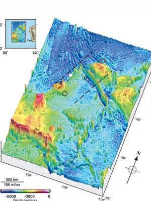 美國專家製作南印度洋的海床圖，希望有助搜索失蹤客機。（互聯網圖片）