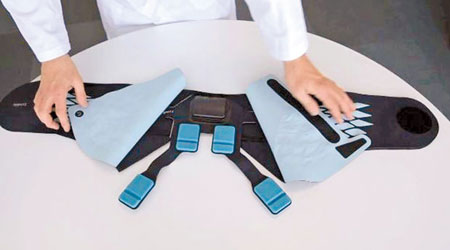 腰背痛探測腰帶內置多個探測器。（互聯網圖片）