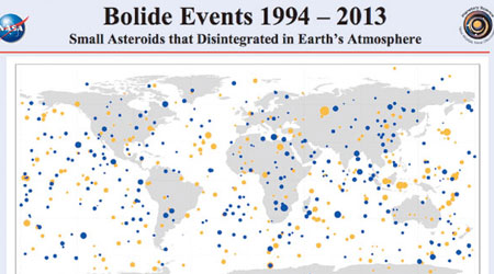 小行星墜落分布圖（互聯網圖片）