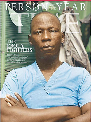 《時代》雜誌選出伊波拉抗疫醫護人員，為本年度風雲人物。（互聯網圖片）
