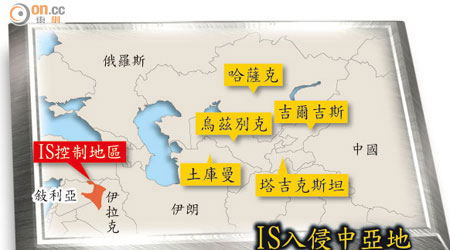 IS入侵中亞地圖