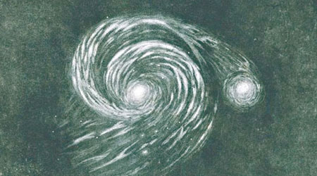 圖為帕森思畫下的渦狀星系畫作。（互聯網圖片）