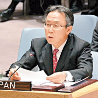 吉川元偉在安理會表示日本愛好和平。（互聯網圖片）