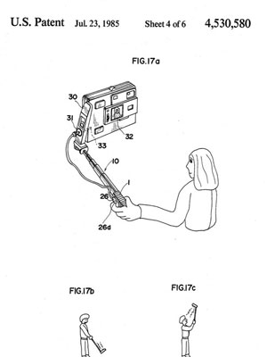 上田宏設計的自拍棍曾在美國獲得專利，圖為有關申請文件。（互聯網圖片）