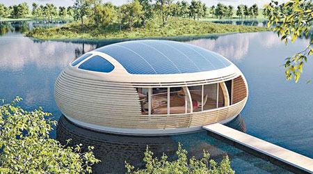 「Water Nest 100」是一款以太陽能發電的水上屋。（互聯網圖片）