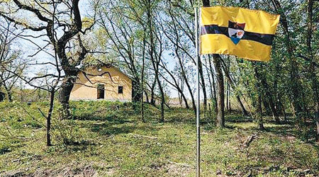 Liberland「領土」上豎立了「國旗」。（互聯網圖片）