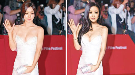 疑犯將自己臉部（右圖）合成到南韓女星洪秀兒（左圖）照片上。（互聯網圖片）