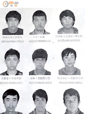 內蒙古當局發布的通緝犯名單。
