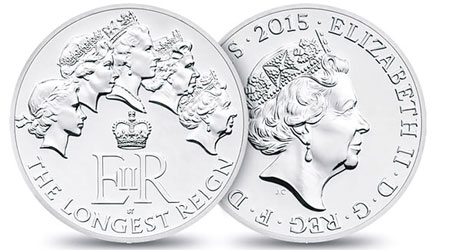 硬幣其中一面有五個英女王頭像。（互聯網圖片）