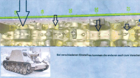 雷達圖像顯示，箭嘴位置疑似裝甲列車上的炮台。（互聯網圖片）