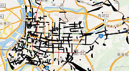 有台北網民描繪市內鉛水管分布地圖。（互聯網圖片）