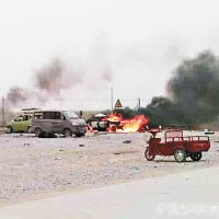 新疆過往曾發生多次恐襲，圖為輪台縣發生連環炸彈襲擊。