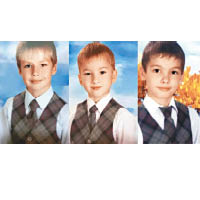 慘遭灼死的三名男童，左起：桑科、西利薩連科、溫尼克。