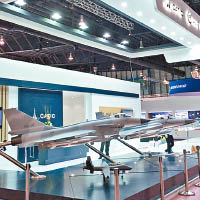 新加坡航展上展出的中國殲10戰機模型。（互聯網圖片）