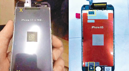 iPhone SE（左圖）沒有如iPhone 6S的3D Touch感測器（右圖黃框）。（互聯網圖片）