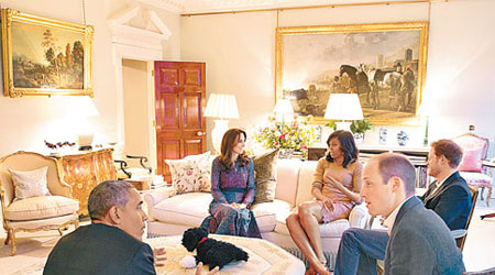 威廉夫婦接待奧巴馬夫婦的房間內，掛有該幅畫作。（資料圖片）