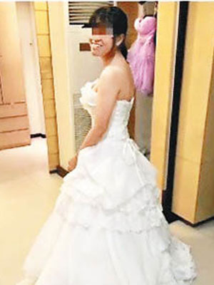 台灣吳姓女中尉在婚前上吊身亡，圖為吳女的婚紗照。（互聯網圖片）