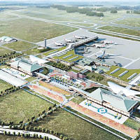 機場興建資金主要來自中國貸款，圖為機場全景效果圖。（互聯網圖片）