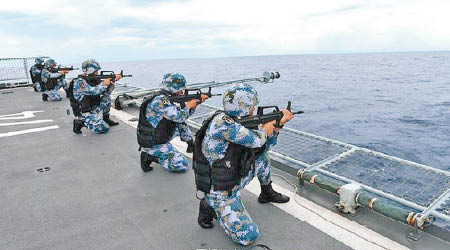 上合組織表態支持中國南海立場，圖為中國海軍在南海演練。