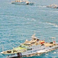 中國海警船及漁船連日在釣魚島一帶出現。