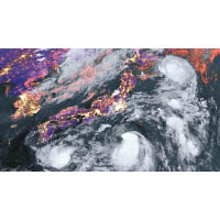 日本氣象廳發布三風襲日的衞星圖片。