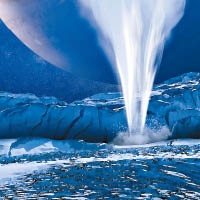 木衞二噴出蒸氣的模擬圖。（NASA圖片）