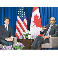 美國總統奧巴馬（右）與加拿大總理杜魯多（左）等領袖早前在APEC會面，商討TPP事宜。（資料圖片）