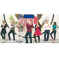 美駐日各地領事職員亦合拍起舞。（美國國務院圖片）