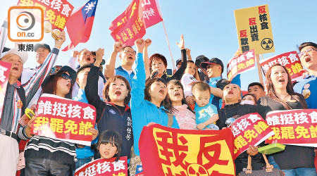 國民黨、中華統一促進黨發起反輸入核食品示威。（黃江洪攝）