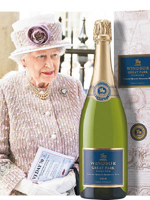 左圖：英女王閒時愛品酒。右圖：汽酒大受民眾歡迎。（互聯網圖片）