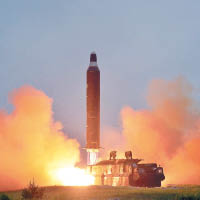 北韓昨日可能試射了與圖中同型的舞水端導彈。（資料圖片）