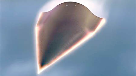 美媒指中國發展高超音速導彈，圖為高超音飛行器模擬圖。