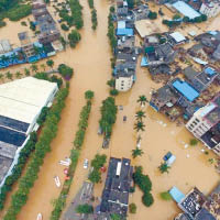 受特大暴雨影響，廣州多幢房屋被浸。