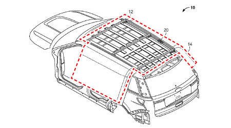 車頂的氣袋（虛線示）令車輛有更佳保護。（互聯網黑白圖片）