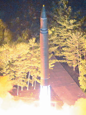 北韓試射洲際彈道導彈，觸及美方紅線。（資料圖片）