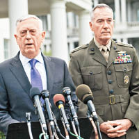 馬蒂斯（左）警告北韓，美國隨時可採取強力軍事手段回應威脅。