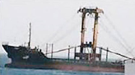 涉事貨船掛上柬埔寨國旗。（互聯網圖片）