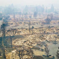 山火燒毀大片土地。（美聯社圖片）